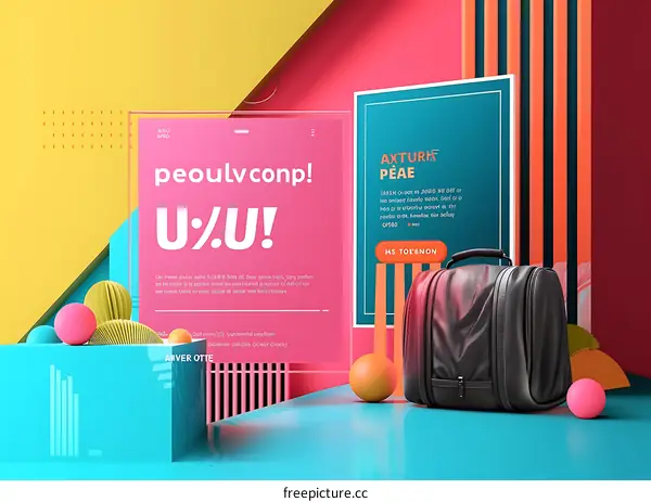 Abstract Colorful Geometric Shapes Background with Luggage