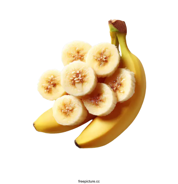 [Transparent Background PNG]Fresh Sliced Bananas on White Background