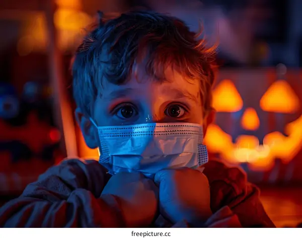 Scared Boy in Halloween Costume