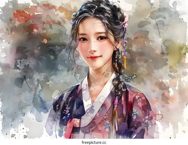 A beautiful Korean girl in traditional dress