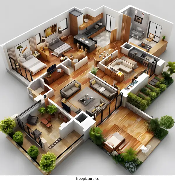 3D Isometric House Interior Design