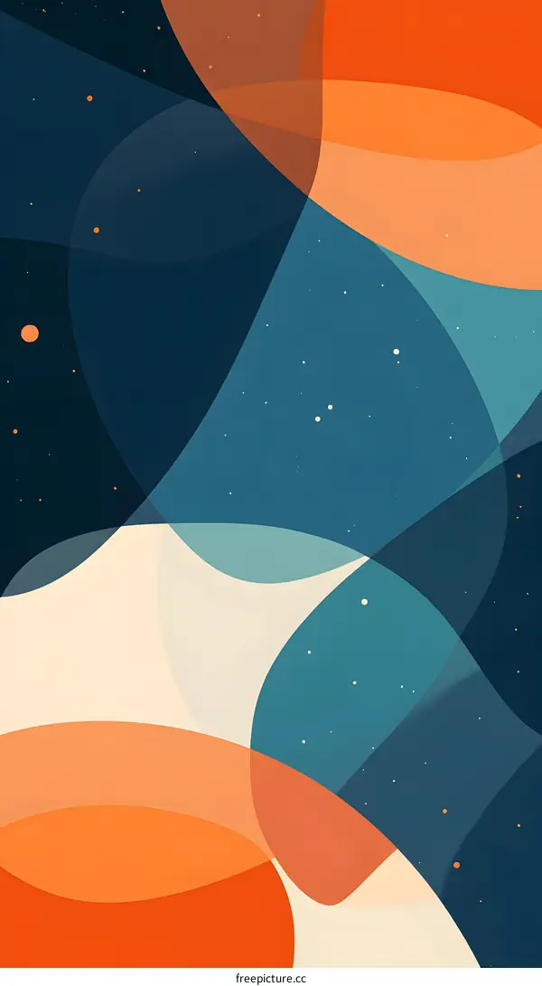 Abstract Shapes In Orange Blue And White