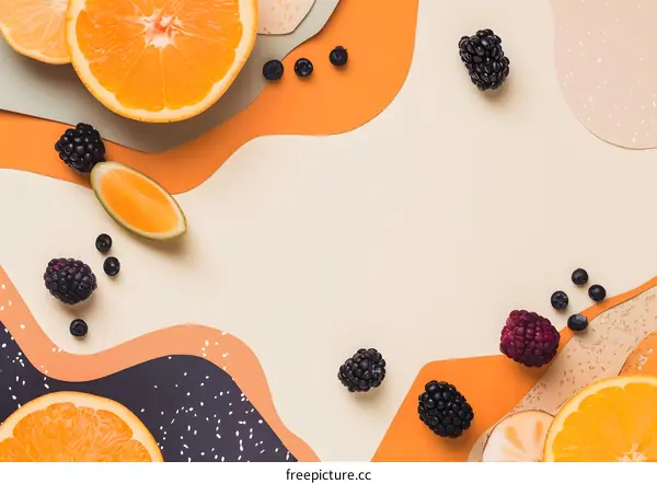 Orange and Blackberry on Abstract Background
