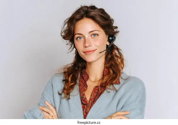 Woman Wearing Headset Business Portrait