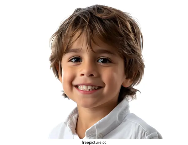 Portrait of a Happy Young Boy with Brown Hair