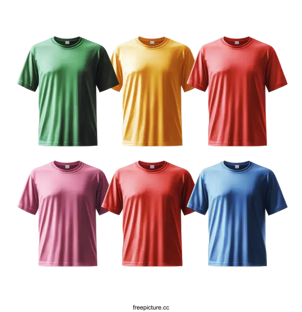 [Transparent Background PNG]Blank T-Shirts in Various Colors Display