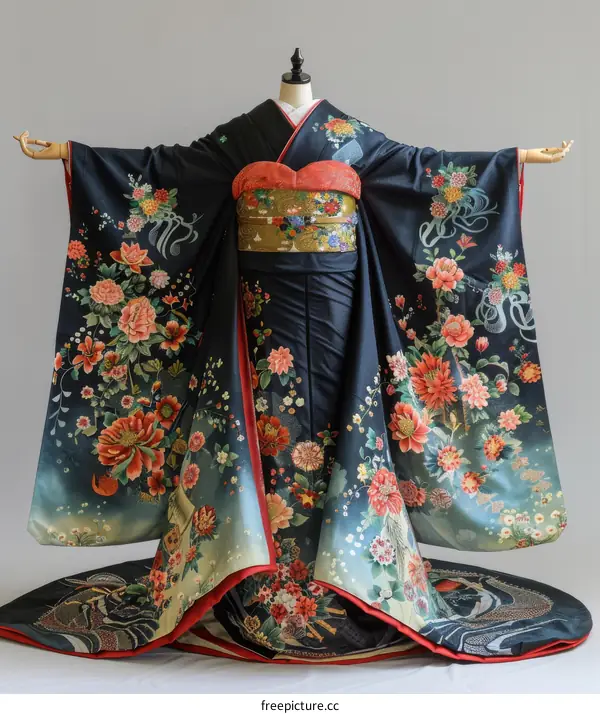 A kimono with a floral pattern