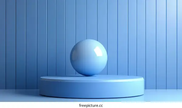 Abstract Light Blue Sphere on Display Stand