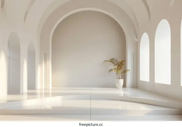 White Walls and Arched Windows in Luxury Retail Store