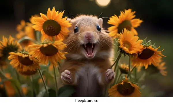 Sunflower and the happy squirrel