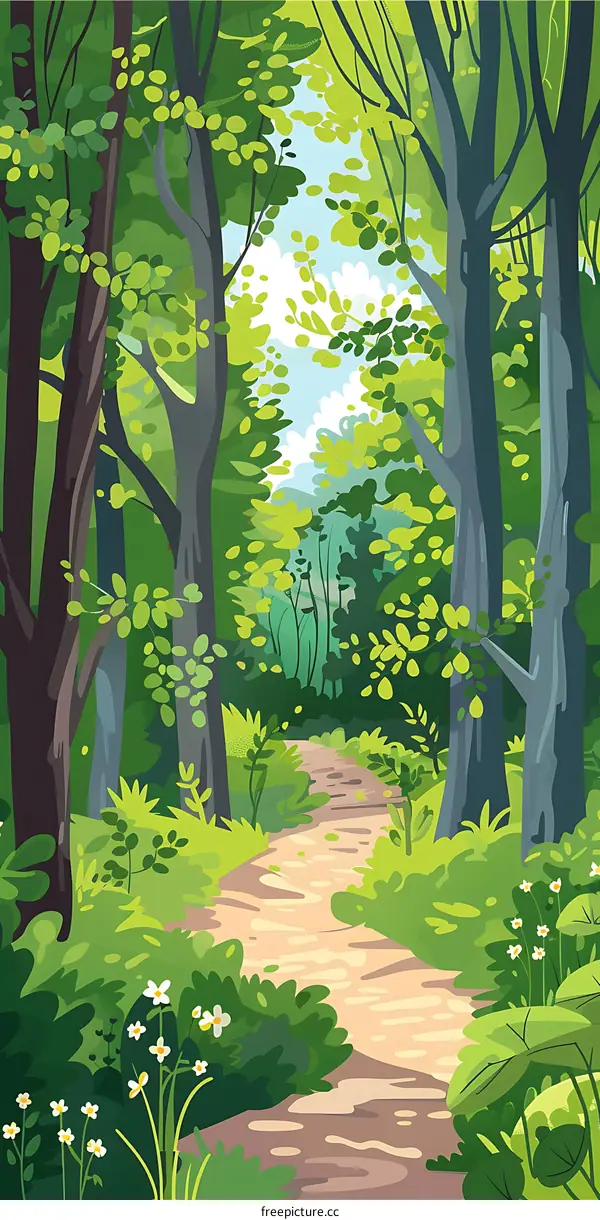 Green Forest Pathway Illustration
