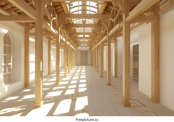 Wooden Structure Design with Roof and Beams