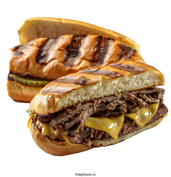 [Transparent Background PNG]Beef sandwich with melted cheese