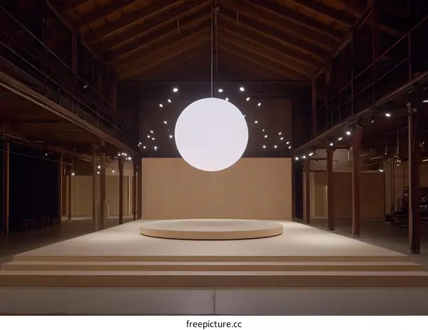 Minimalist Interior Design with Hanging Circular Light