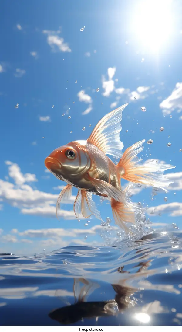 Goldfish Leaping Out of Water