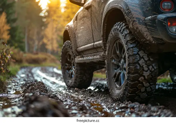 All-terrain vehicle in the mud
