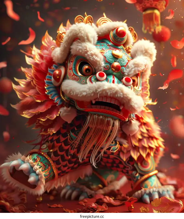 Lion Dance Performance During Chinese New Year Celebration