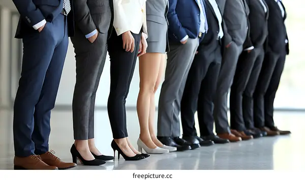 Business People in Formal Attire Line Up
