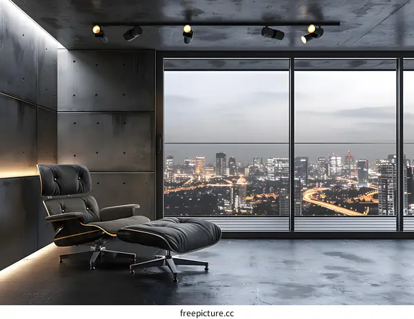 Modern Chair In Living Room With City View