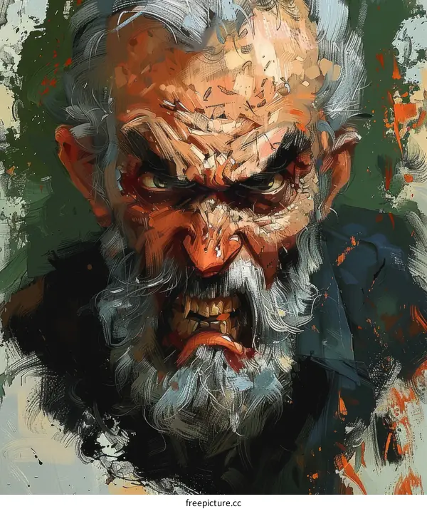Angry Old Man Portrait Illustration