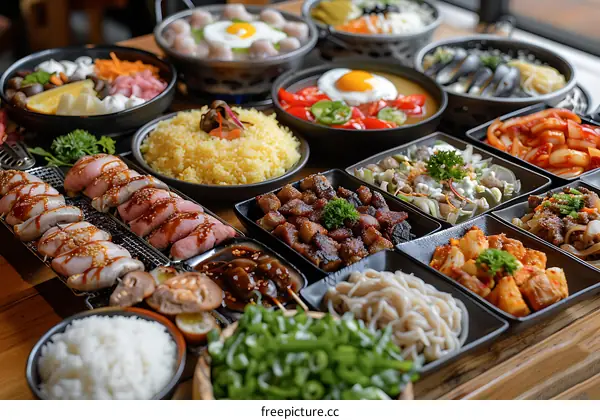 Assortment of Delicious Asian Food Dishes