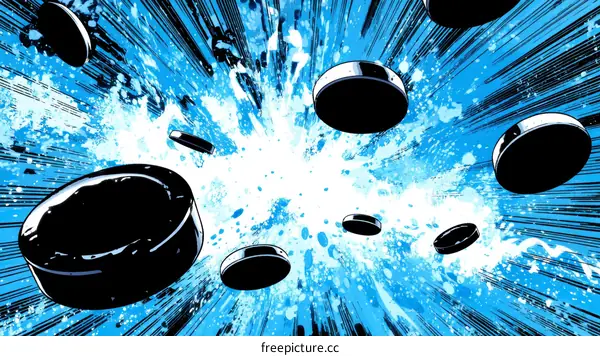 Hockey Puck Explosion Illustration Background