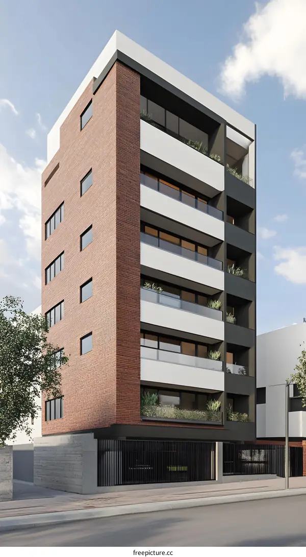 Modern Brick Building with Balconies