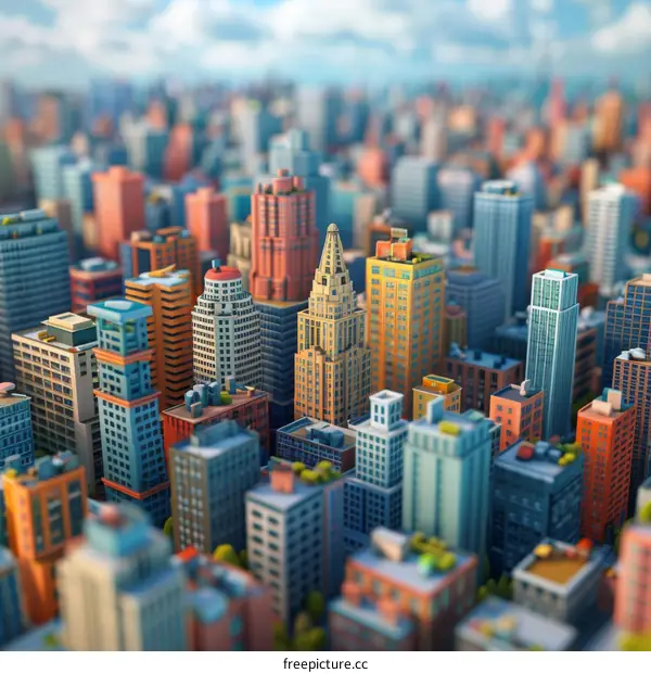 Breathtaking Downward View of a Dense City with Many High-rises