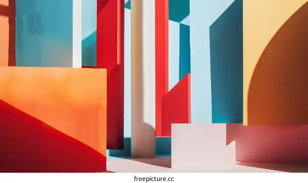 Abstract Colorful Geometric Shapes With Shadows