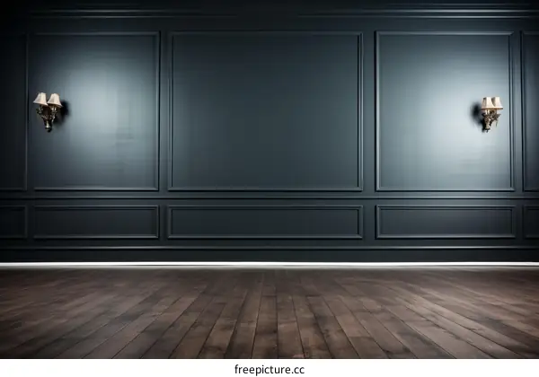 Dark Paneled Room with Hardwood Floor