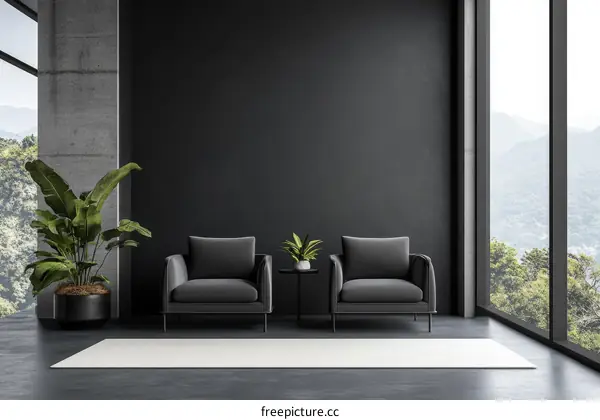 Modern Minimalist Living Room with Panoramic Views