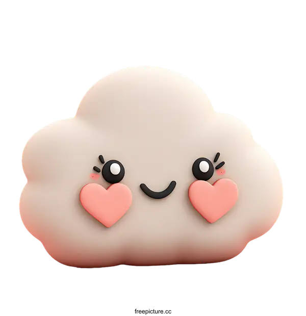 [Transparent Background PNG]Cute Cloud Character with Hearts