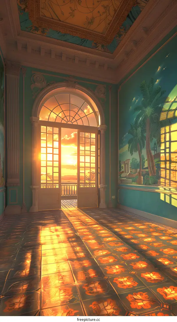 European classical architecture indoor empty room