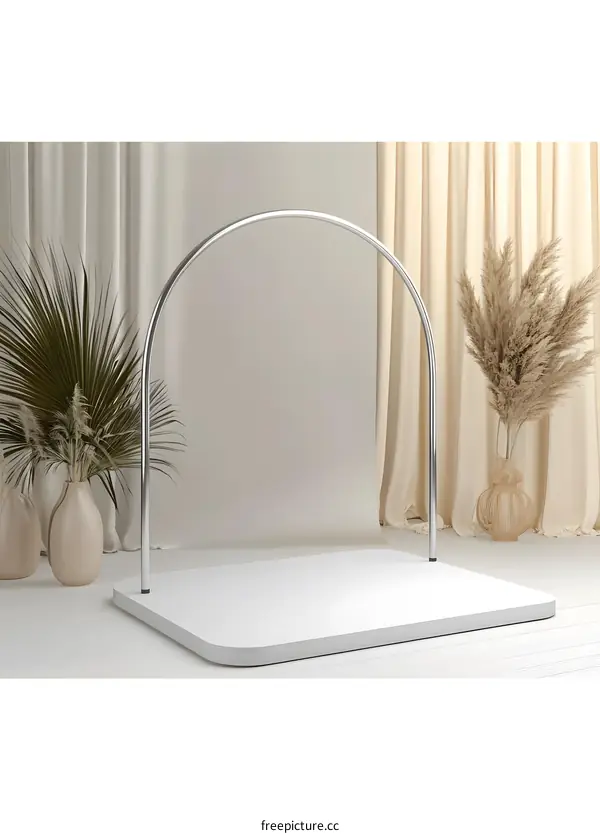 Minimalist Product Photography Setup with a White Platform and Arch