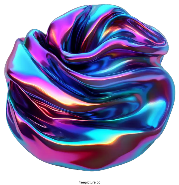 [Transparent Background PNG]Abstract Colorful Holographic 3D Form Design