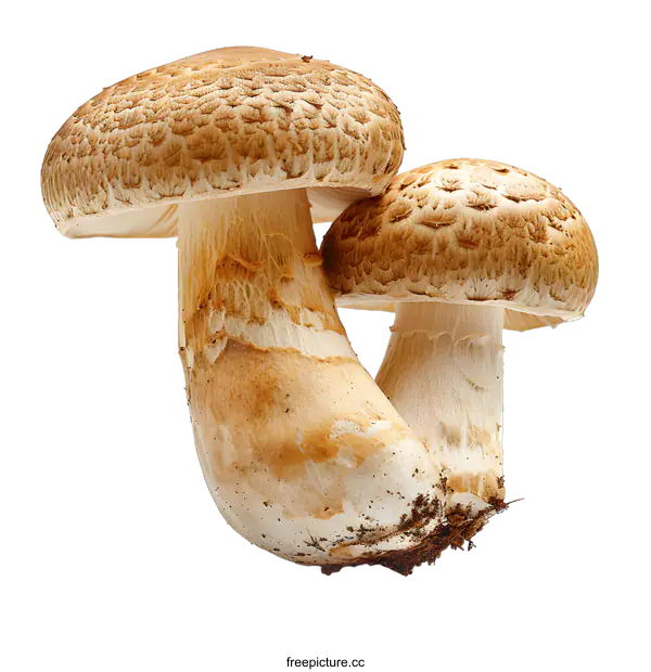 [Transparent Background PNG]two brown mushrooms on a white background