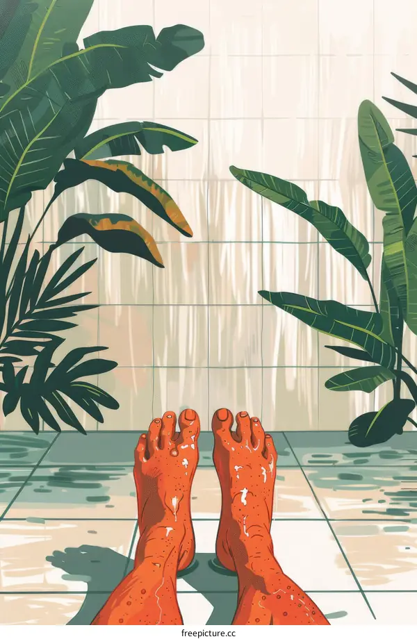 A Person's Feet in a Tropical Setting