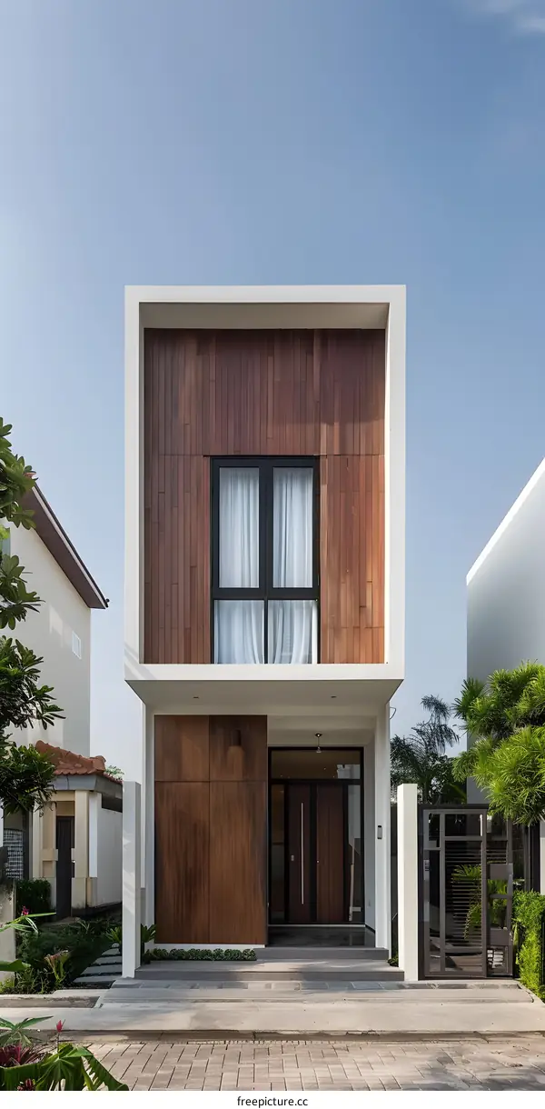 Modern Minimalist House with Wooden Facade