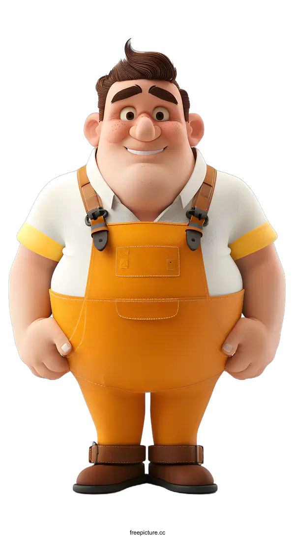 [Transparent Background PNG]Smiling Cartoon Construction Worker Illustration