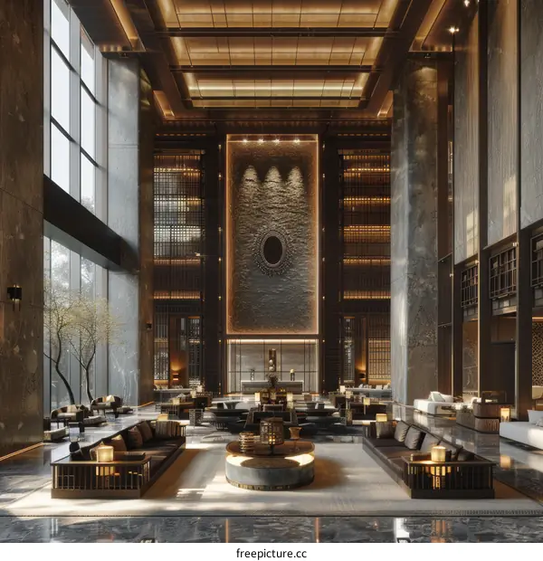 Luxury Modern Chinese Style Hotel Lobby Design