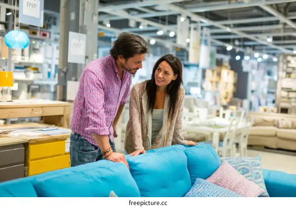 Couple Browsing Furniture in a Retail Store