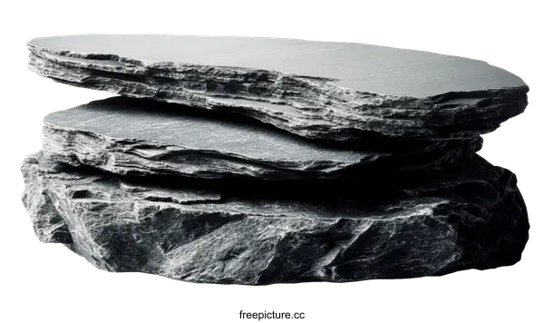 [Transparent Background PNG]Stacked Slate Rocks Against White Background