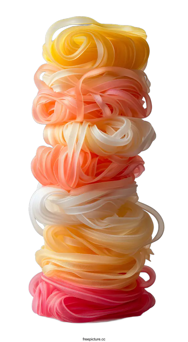 [Transparent Background PNG]Colorful Stack of  Ribbons on a White Background