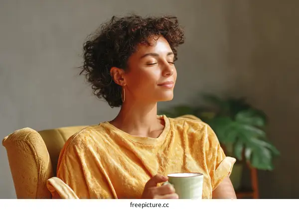 Relaxing Woman Enjoying a Coffee
