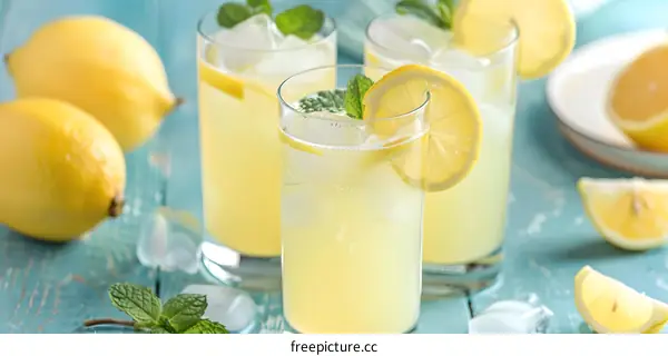 Refreshing Summer Lemonade With Ice and Mint