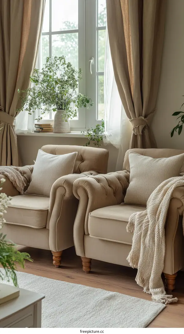 Cozy Living Room Interior Design with Classic Armchairs