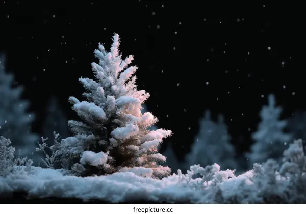 Snowy Winter Forest Christmas Tree Scene