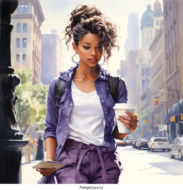 Young Woman of Color on City Street