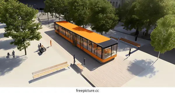 Modern Tram Design in Urban Setting