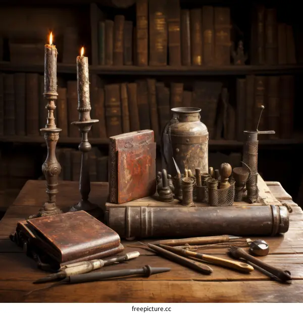 Vintage Alchemy and Science Still Life
